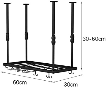 ZJDYDY Wall-Mounted Wine Glass Rack with 5 Sizes Black 60x30cm