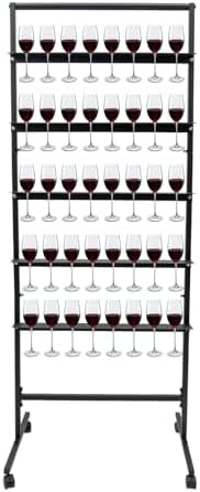 5 Tier Champagne Glass Holder with Lockable Wheels - Black