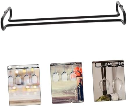 PRETYZOOM 1Pc Black Wine Glass Rack Single Row Storage