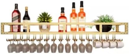 SilteD Industrial Wall-Mounted Wine Rack with Glass Holder and LED Light