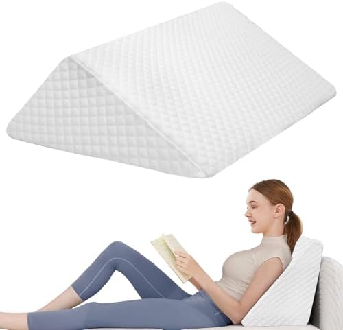 Knee Wedge Pillow Triangle Support for Back and Legs White