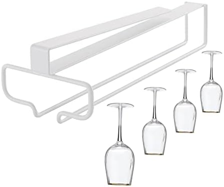 WORDFUN Metal Wine Glass Rack - Single Row White No Punching