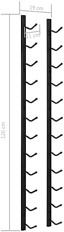 Wall Mounted Wine Rack for 12 Bottles Black Iron