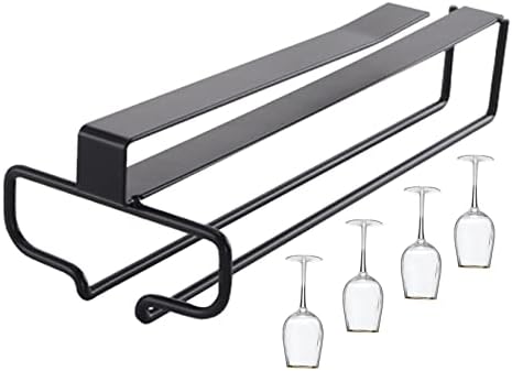WORDFUN Wine Glass Rack Under Cabinet White Single Row Metal
