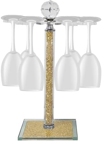 HMRCYTE Crystal Wine Glass Holder 6 Hook Gold