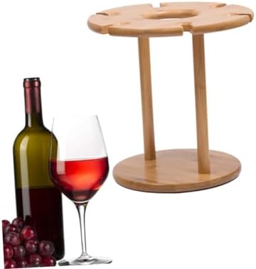 Luxshiny 6-Hole Wooden Wine Glass Holder Rack