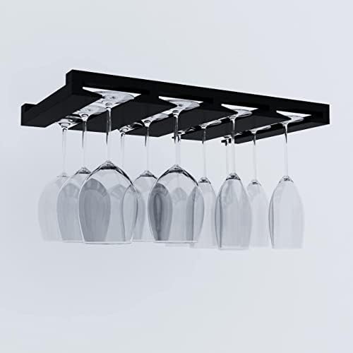Rustic State 4 Sectional Wine Glass Rack - 12 Glasses - Black