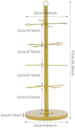 2 Pack Wine Glass Rack with 4 Tiers and 16 Glass Capacity Gold
