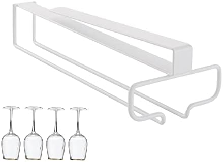 WORDFUN White Wine Glass Rack Under Cabinet Single Row