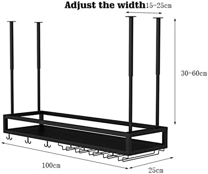 Suuim Ceiling Wine Rack Black 80cm Wall-Mounted Goblet Holder