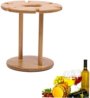 Luxshiny 6-Hole Wooden Wine Glass Holder Rack