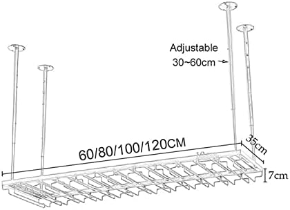 Iron Wine Rack Wall Mounted with Glass Holder Adjustable Ceiling Rack