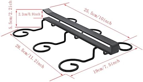 Wine Glass Holder Under Shelf Black Metal 6 Hooks