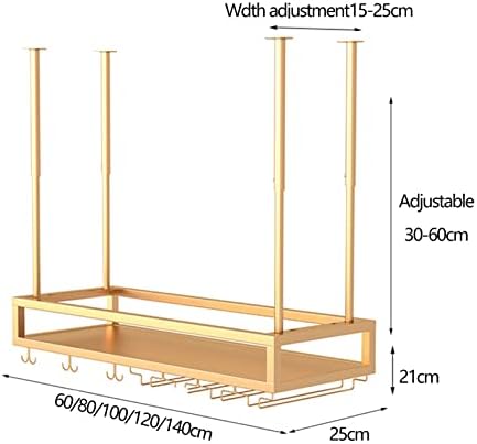 Suuim Gold Wine Glass Rack Ceiling Holder for Kitchen and Bar