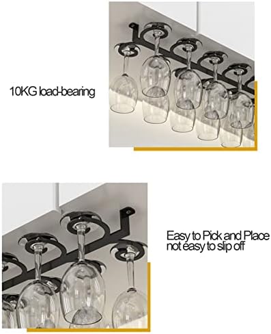 Elegant Gold Wine Glass Hanger Under Cabinet with 6 Slots