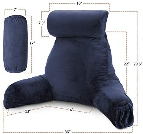 Clara Clark Navy Blue Reading Pillow with Memory Foam Support