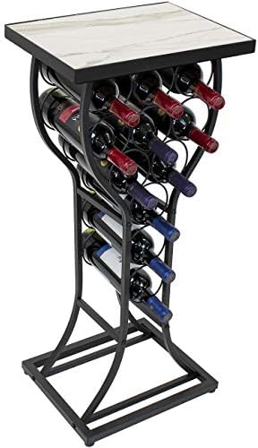 Sorbus Freestanding Wine Rack Console with White Marble Top