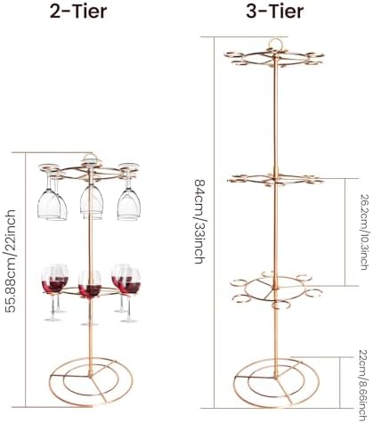 Dyncan 2-Tier Wine Glass Holder with Organizer Hanger
