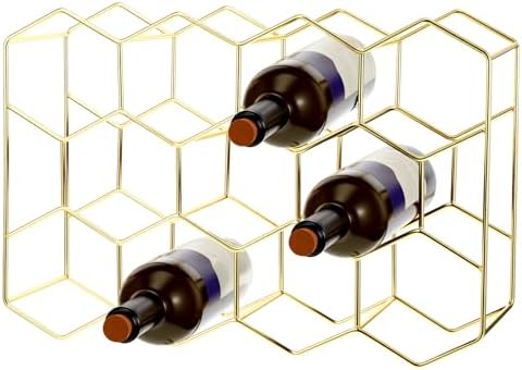 Pafeooui 14-Bottle Tabletop Wine Rack - Modern Gold Holder Stand