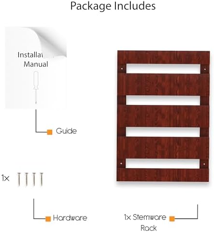Rustic State 4 Sectional Under Cabinet Wood Stemware Rack