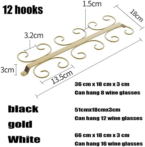 WORDFUN Hanging Wine Glass Rack Black Metal