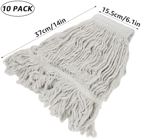 10Pcs Loop-End Mop Head Refills for Heavy Duty Cleaning