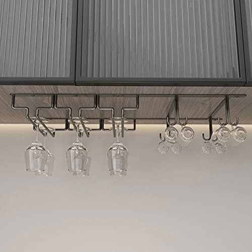 DTDMY Under Cabinet Wine Glass Holder Rack - Black 63x225cm