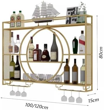 SilteD Floating Metal Wine Rack Wall Mount 100x15x80Cm