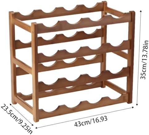 WUTALOTAT Bamboo Wine Rack 4-Tier 16 Bottles Freestanding