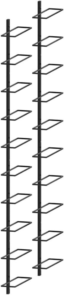 Wall-Mounted Wine Rack for 20 Bottles 2 pcs Metal Frame