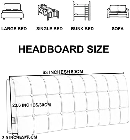 ZZYK Rectangle Bed Backboard Reading Pillow with Headboard Black