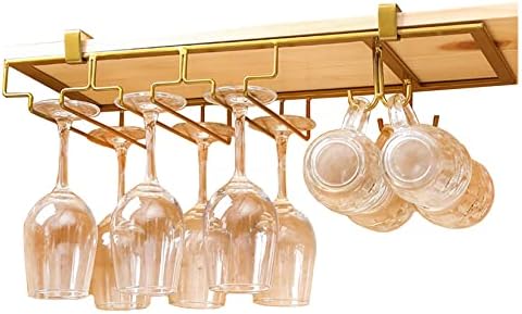 WORDFUN Wine Glass Hanging Rack Black 3 Rows