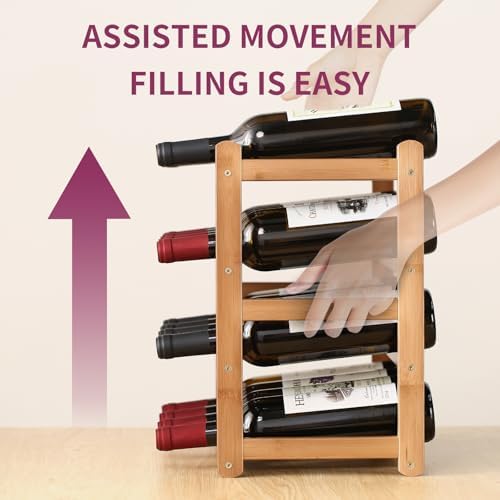 WUTALOTAT Bamboo Wine Rack 4-Tier 16 Bottles Freestanding