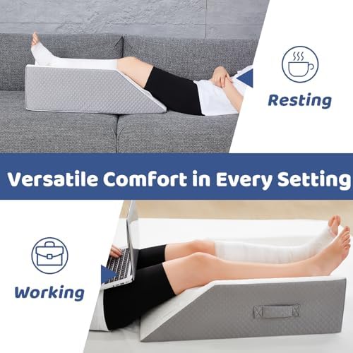 Leg Elevation Pillow with Memory Foam for Post Surgery Relief