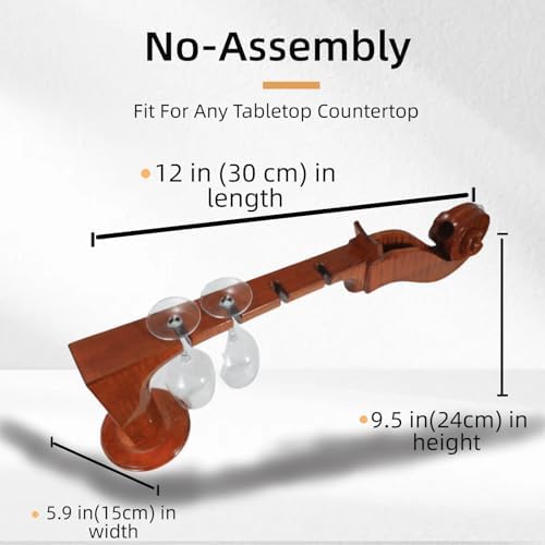 Violin-Inspired Solid Wood Wine Rack - 4 Bottles 4 Glasses 1