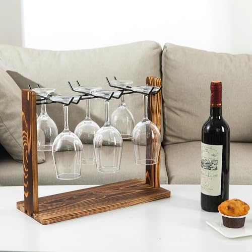 ExoLiry Rustic 6-Slot Wine Glass Rack