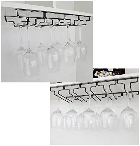 LYRWISHLTD Wine Glass Rack Under Cabinet 4 Slots