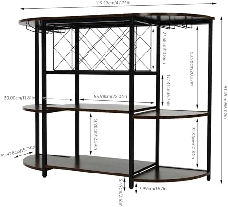 Mini Bar Cabinet with LED Light Rustic Brown
