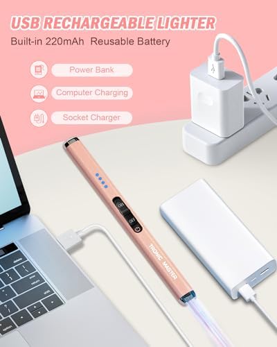 TRONIC MASTER Rechargeable Dual Arc Lighter - Windproof Flameless Rose Gold