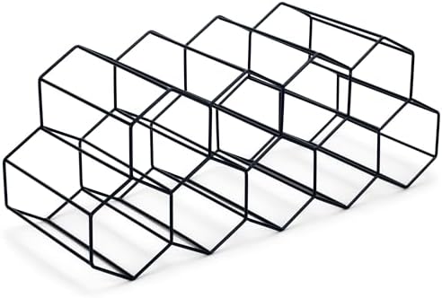 NAT Jules Honeycomb Black Iron Wine Rack 12 Bottles
