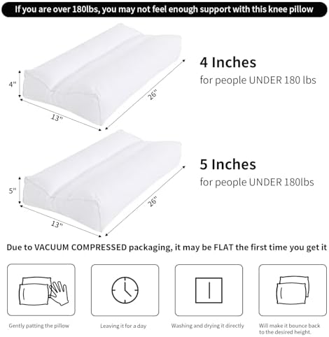 HOMBYS Knee Pillow for Side Sleepers with Groove 20x13x5