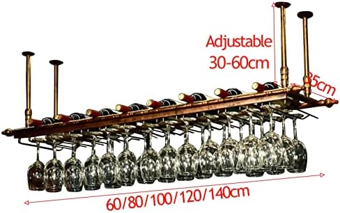 Ceiling Hanging Wine Rack with Glass Holder Black 80x35cm 1