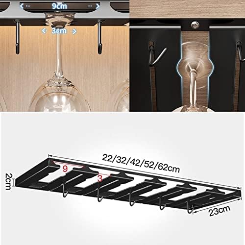 WORDFUN Adjustable Wine Glass Rack - 3 Rows Black Stainless Steel