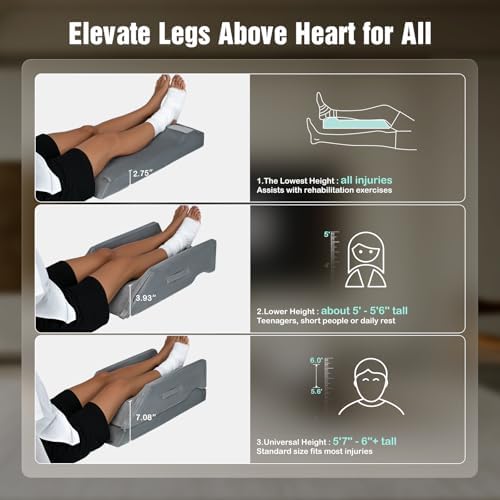LightEase Adjustable Leg Elevating Pillow for Post Surgery Recovery