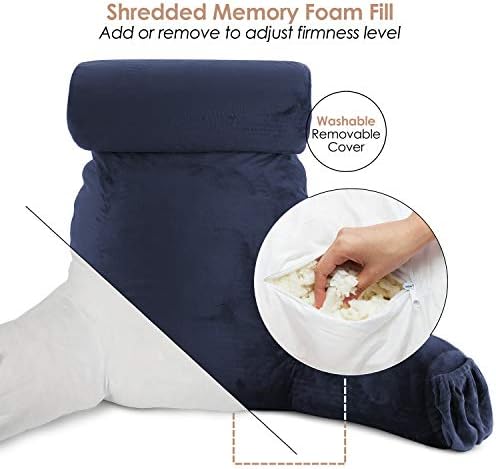 Clara Clark Navy Blue Reading Pillow with Memory Foam Support