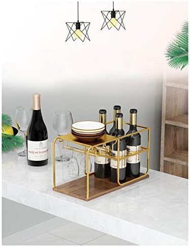 BOCbco Gold Freestanding Wine Rack with 4 Bottles and 4 Glasses