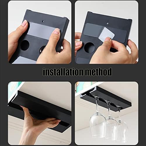 WORDFUN Wine Glass Holder Rack 2 PCS Black Plastic