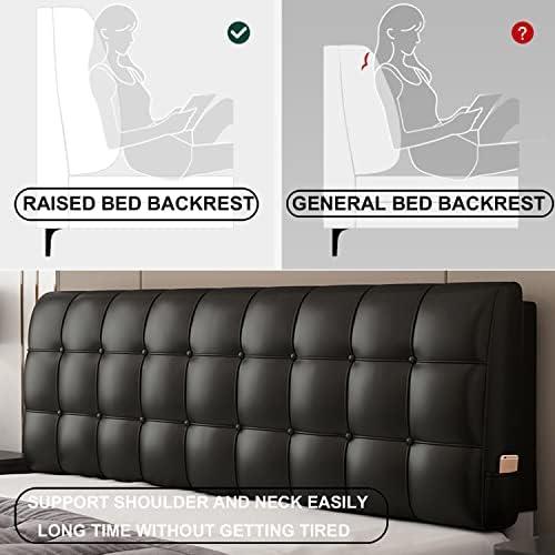 ZZYK Rectangle Bed Backboard Reading Pillow with Headboard Black