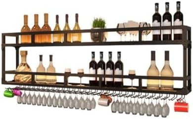 SilteD Wall Mounted Wine Rack with 2-Tier Metal Shelves