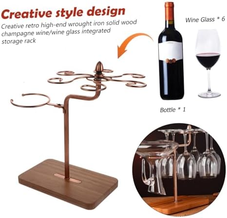Ciieeo 1pc Iron Wood Wine Glass Holder